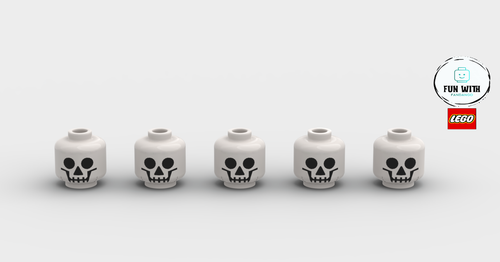 Lego Minifigure Skeleton Head (x5) Classic white Skull head (3626) Genuine & New - 第 1/1 張圖片