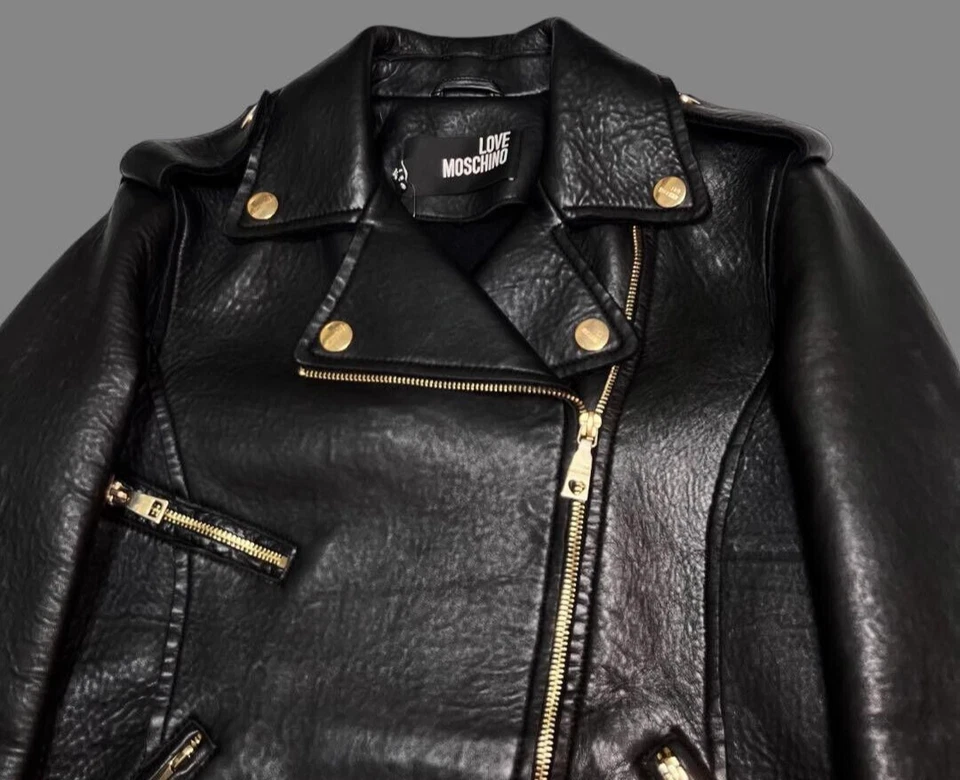 Chaqueta de jinete LOVE MOSCHINO tela de araña piel de oveja Foto 3 de 4