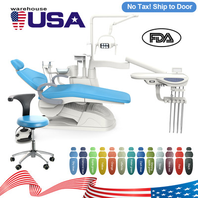 Dental Unit Chair DC Motor Computer Controlled PU Hard Leather Dentist Stool FDA