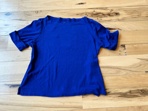 Kim Rogers Petite Womens Short Sleeve Shirt - Blue - Cotton - PXL