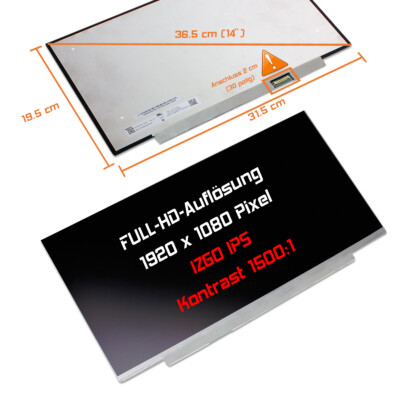 14'' LED Display matt passend für IVO M140NVFA R5 Full HD IPS 1500:1 contrast 