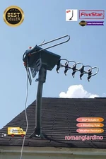 Limited Time 200 Mile Outdoor TV Antenna w Pole Motorized 4K HDTV 360 Rotation