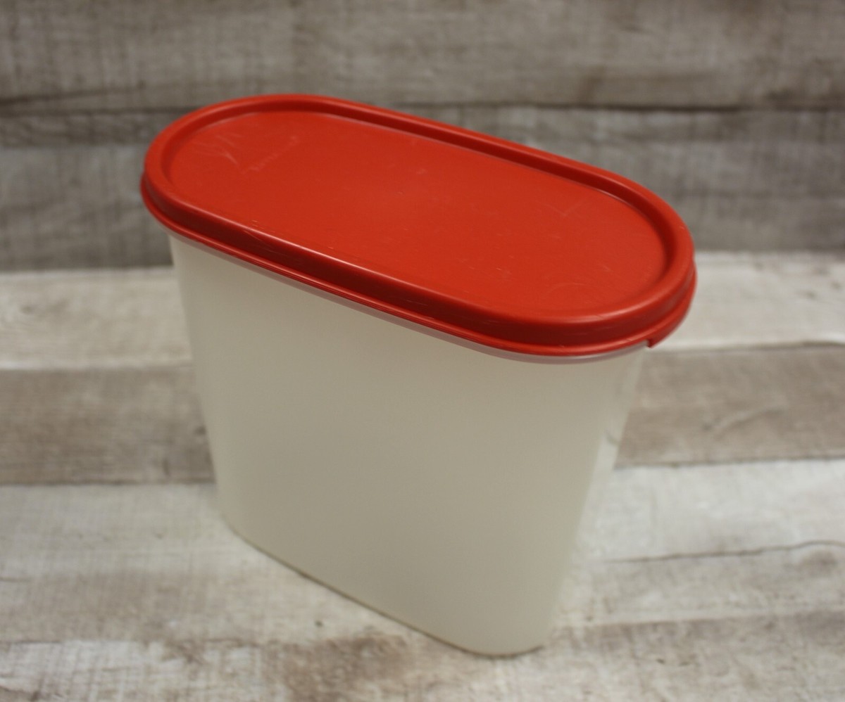 保存容器・ケース Tupperware 7 Circle Container Tupperware Vintage Container 1613-7 with Red Lid - 7 15 Cups - 1.7