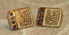 2 VINTAGE BANQUE ROYALE ROYAL BANK OF CANADA 10K GOLD & SAPPHIRES LAPEL PINS