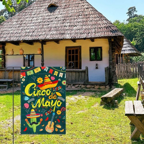 Cinco de Mayo Garden Flag, 12x18 Inch Mexican American Garden Flag Banner Dou... - Picture 5 of 6