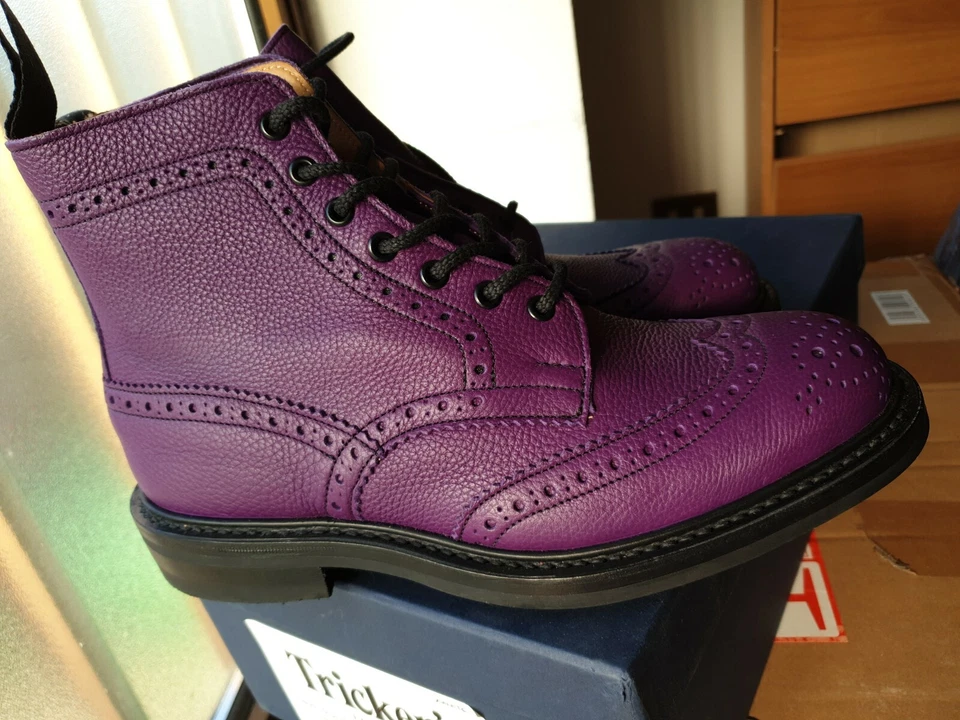 Tricker's Stow boots UK7 41 mens purple shoes NEW IN BOX Foto 2 de 4