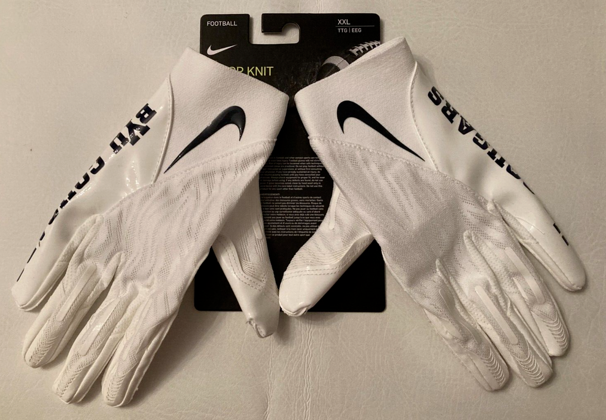 NIKE VAPOR KNIT FOOTBALL GLOVES BYU COUGARS WHITE BLUE DX4914-112