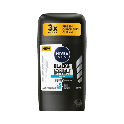 135,60 /L - 5x Nivea Men Deodorant Stick - Black & White Invisible Fresh - 50ml