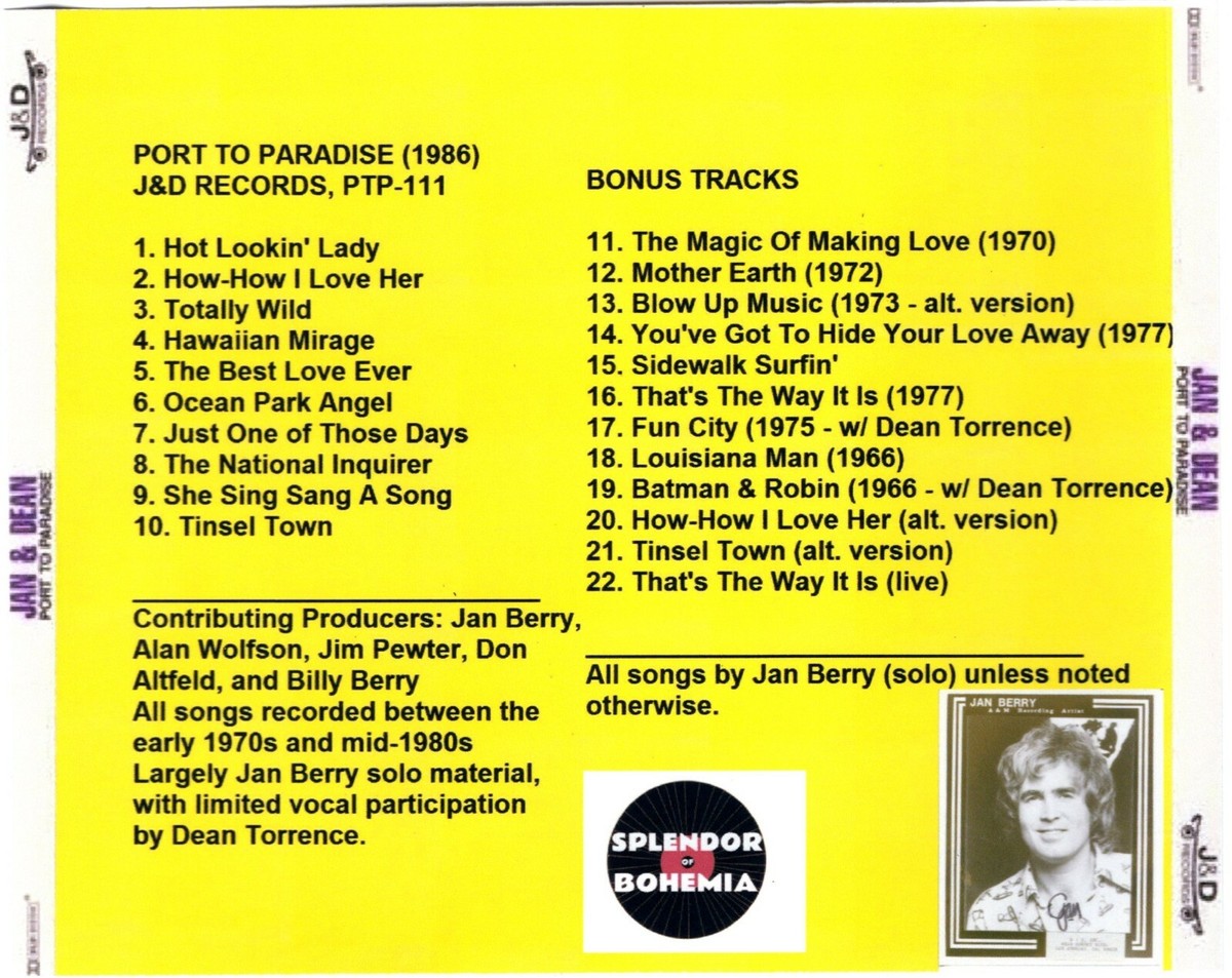 Jan and Dean- Port To Paradise- Collectors Paradise Edition