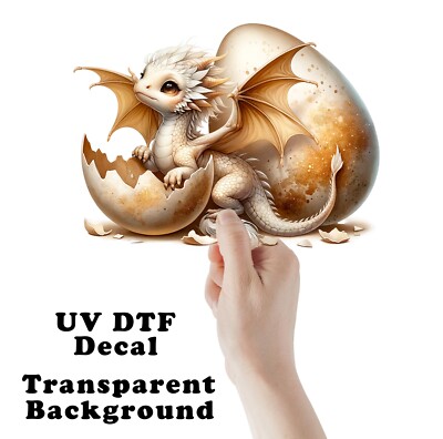 Gold Dragon and Egg UV DTF Transparent Sticker / Decal