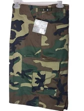Cargo Combat Shorts Mens 2XL Rothco Woodland Camo Army Fatigue BDU, 43"-47" New