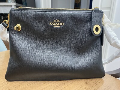 Coach Nordstrom Pebble Leather Black Double Zip Handbag
