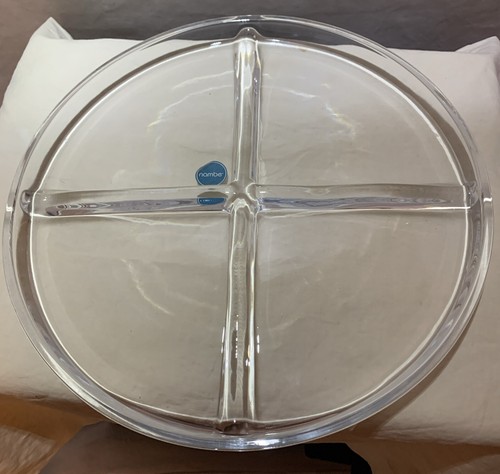 Nambe Divided Serving Tray, Durable Acacia Wood Base, Glass Four Section NWT. - Picture 3 of 6