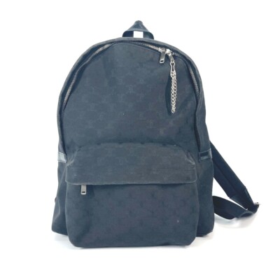 CELINE Triomph logo bag backpack Backpack Canvas Leather Black