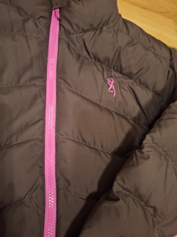 БРАУНИНГ коричневый / розовый гусь вниз куртка женщин удобный молнии выстеганный пуховик - Изображение 2 из 4
