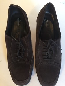 Clarks-Bendables-Women-039-s-Brown-Suede-Leather-Lace-Up-Oxford-Heels-Size-9M-Shoes