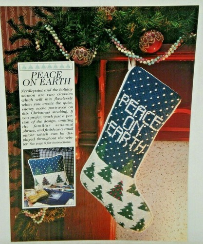 Peace on Earth Christmas Stocking ~ Needlepoint Pattern Only ~ w/ Pillow Pattern - Picture 2 of 2