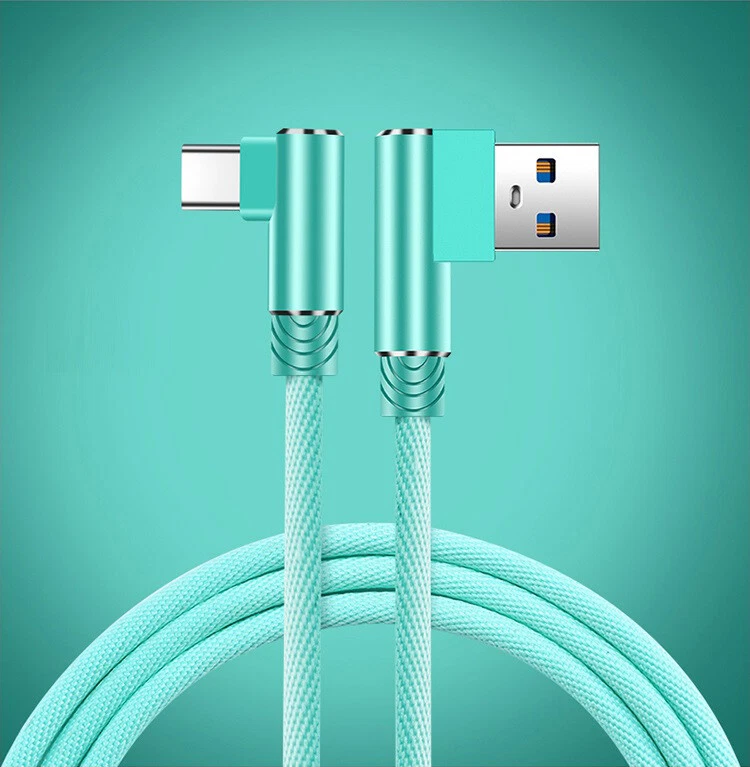 Cable cargador tipo C de 3/6/10 pies cable de carga USB C de 90 grados para Samsung S10 S9/8 Foto 4 de 4