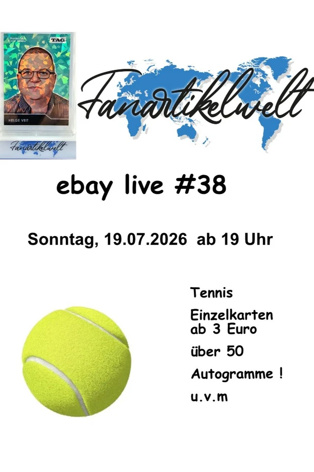 eBay Live #38  Tennis Einzelkarten. Relics. Auto. Slab
