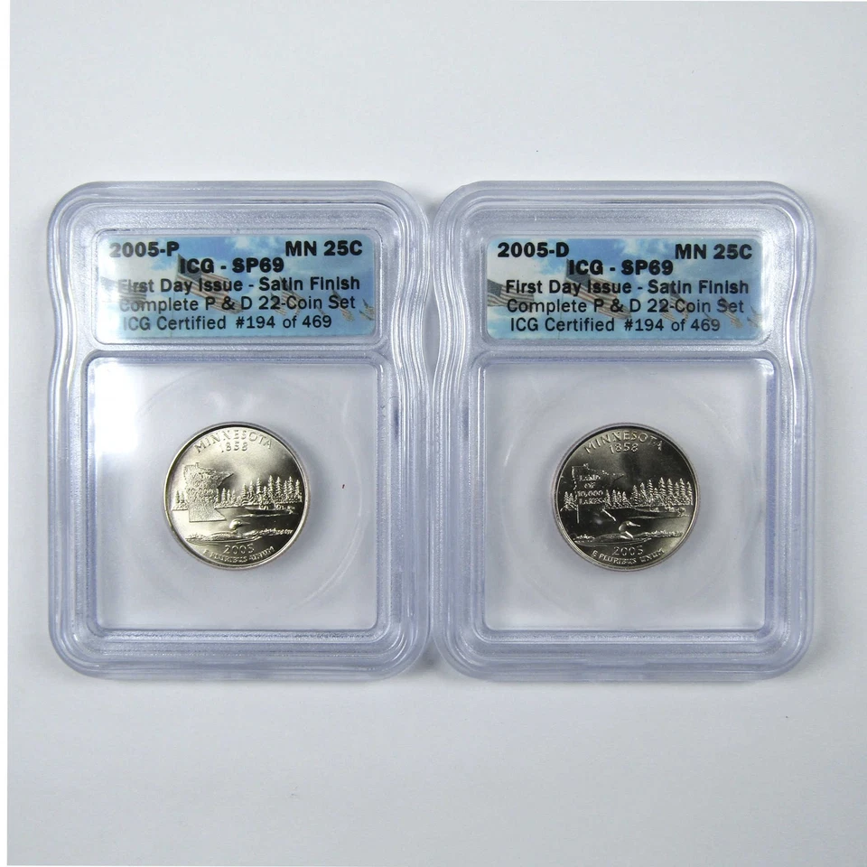 2005 P&D State Quarter 10 Coin Set SP 69 ICG First Day SKU:CPC7633 - Image 3 of 4