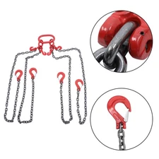4 Legs Chain Sling G80 11000 Lbs Lifting Chain With Adjusters Red 5/16 In × 5 FT