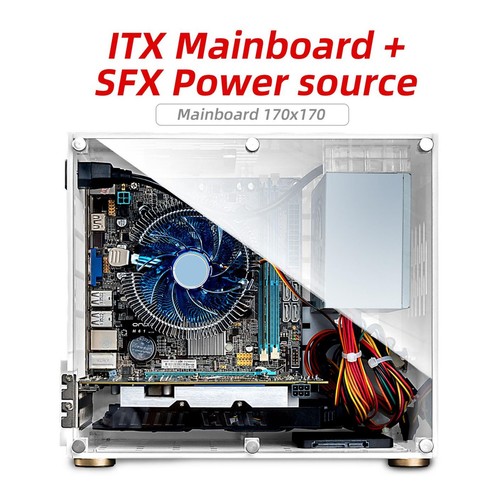 Mini ITX Computer Case Professional 360° Open Type Acrylic Side Transparent D CB - Afbeelding 20 van 24