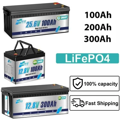 HRBEENERGY Batería de litio 300Ah 12V LiFePO4 batería BMS 15000+ ciclos autocaravana instalación solar