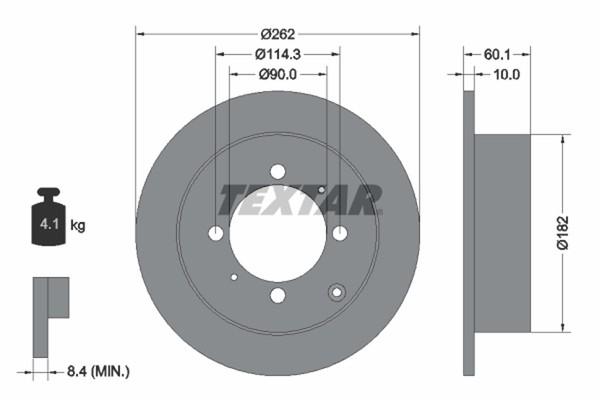 2X Textar Bremsscheibe 92104000 FüR Mitsubishi Lancer Kia Hyundai Galant Santamo-image