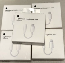 Lot of 5 Apple Lightning to Headphone 3.5mm Jack Adapters- White MMX62AM/A
