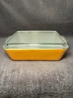 VINTAGE 0503 Orange PYREX Refrigerator Casserole Dish 1.5 Qt with Ribbed Lid