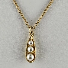Cezanne Pearl Pea Pod Gold Tone Necklace