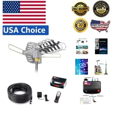Digital Outdoor Amplified HD TV Antenna - 150 Mile Range with 360° Rotation