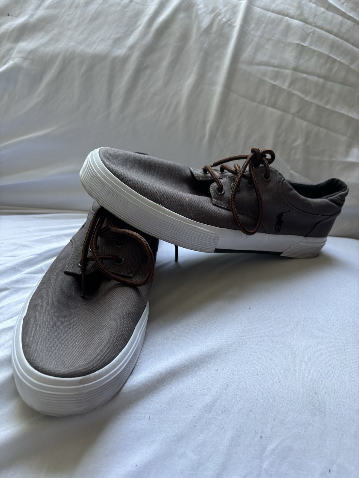 Polo Ralph Lauren Felton Pony Logo Canvas Sneakers Casual Uomo 12D Grigio Nero