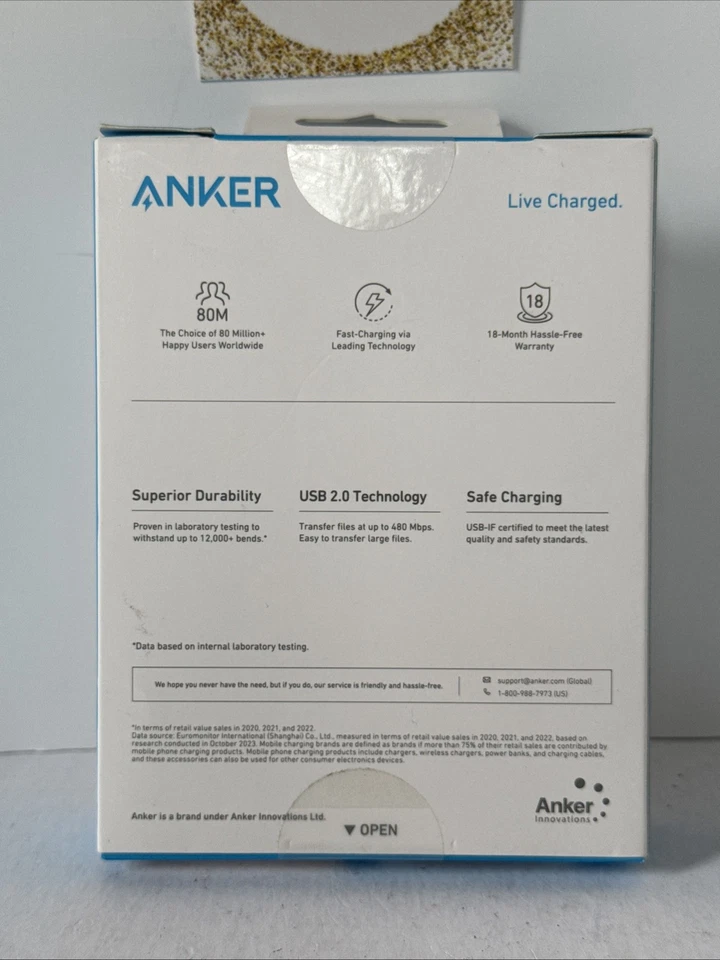 Anker 322 Charging Cable (USB-A/USB-C/Fast Charging) 10ft Braided Cord - Image 2 of 2