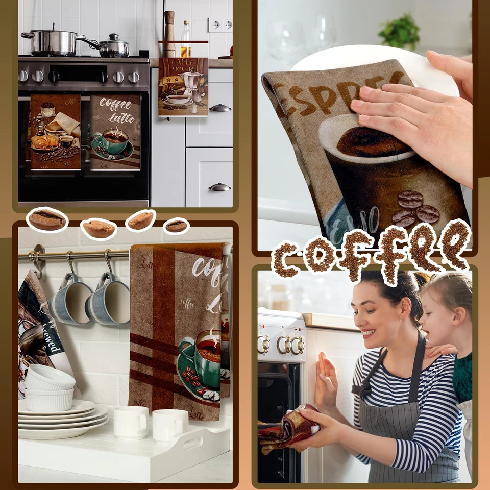 Conjunto de 6 toalhas de cozinha café absorventes 24 x 16 polegadas cozinha presente - Imagem 4 de 4