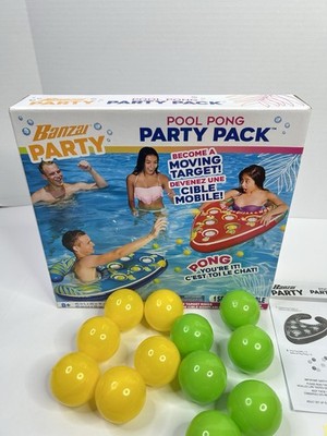 BANZAI Pool Pong Water Game Inflatable Floating Ring Summer Toy Floats READ
