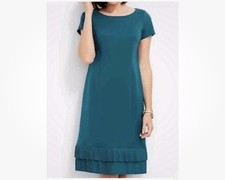 NEW Talbots Dress Women Size 4 Ponte Knit Pleated Hem Teal MSRP $129