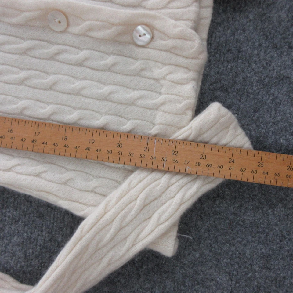Charter Club Sweater Womens Petite Small Ivory Cashmere Cable Knit Cardigan - Image 3 of 4