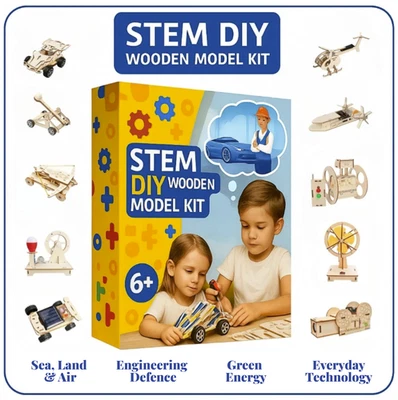 Holz Technik Bausatz Kinder ab 6 Jahre – STEM MINT Lernspielzeug zum Selberbauen - Bild 1 von 2