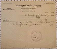 1932 Washington Record Company Inc Commercial Printing Billhead Receipt County