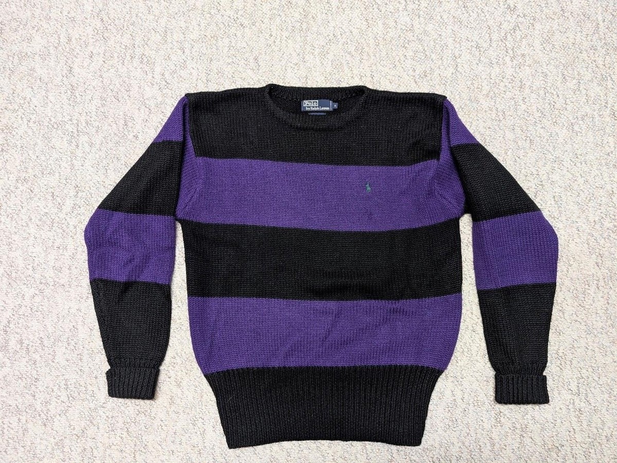 1990s vintage POLO by RALPH LAUREN wool sweater S black purple