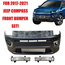 Front Bumper Cover Fascia & Lower Bumper Cover Kit For 2017-2021 Jeep Compass