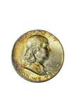1963 P Franklin Silver Half Dollar Uncirculated Album Rainbow Toned - Estate