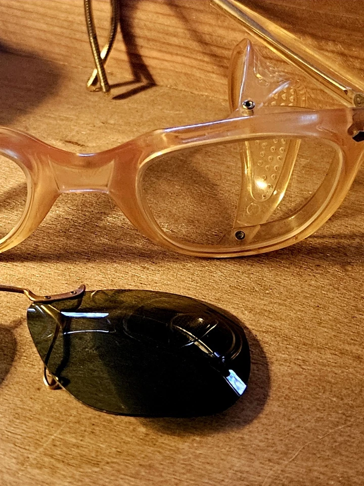 Gafas de seguridad amarillas Cesco Steampunk de colección Google con clip para gafas de sol Foto 2 de 4