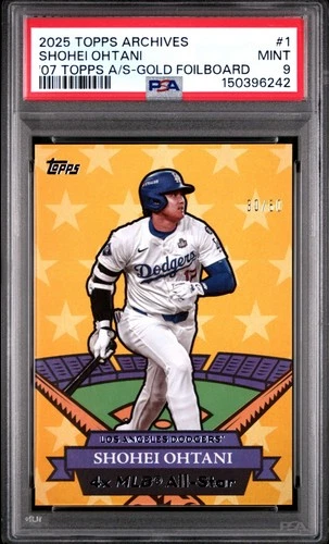 2025 TOPPS ARCHIVES '07 ALL STARS 07AS-1 SHOHEI OHTANI GOLD FOILBOARD /50 PSA 9