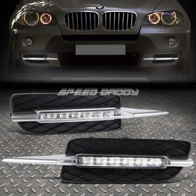 FOR 07-10 BMW E70 X5 NON M-SPORT BUMPER FOG GRILL LED DRL DAY TIME RUNNING LIGHT