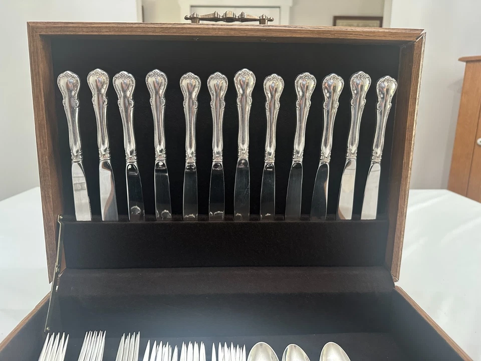 Toalla Provincial Francesa Vintage Plata de Ley 13 Plazas Ajustes Foto 4 de 4