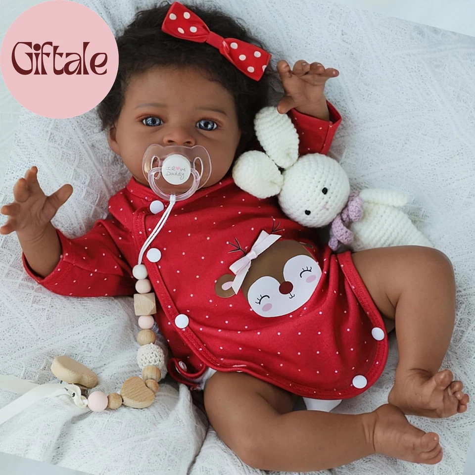 Bonecas bebê renascido menina negra - 20 polegadas afro-americana realista recém-nascida menina D - Imagem 2 de 4