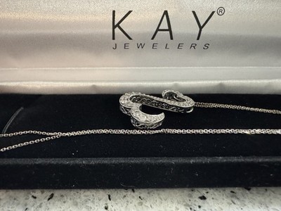 Jane Seymour 1ct Open Hearts 14k White Gold Diamond Pendant with 18'' Necklace