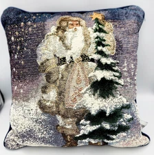 Riverdale Decorative Tapestry Throw Pillow Santa Claus  Christmas Theme Star